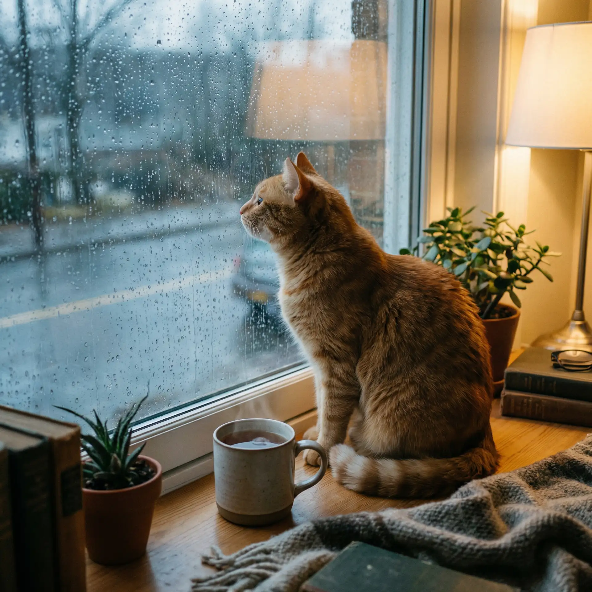 猫咪望着窗外的雨 - 抖淫_今时之欲演